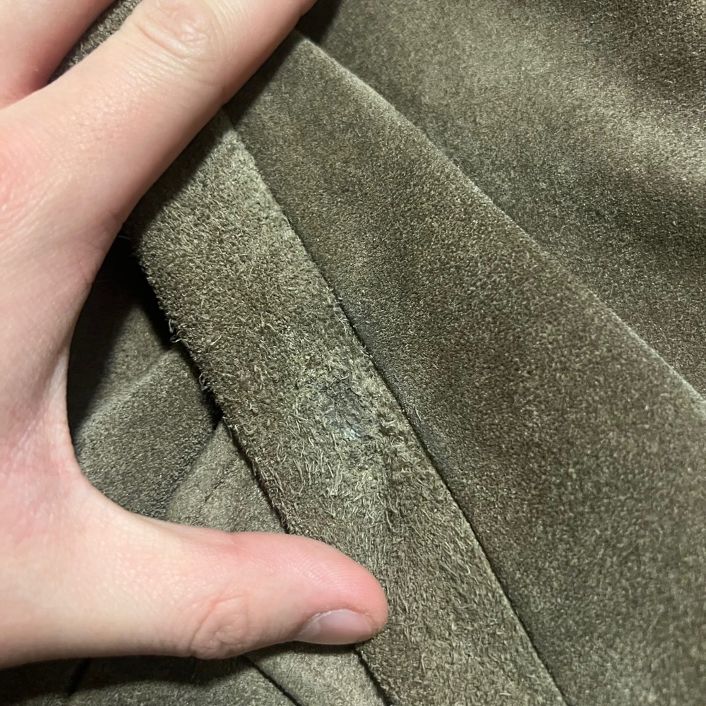 Polo Country‎ Ralph Lauren Vintage Suede Leather Bomber Jacket Tan Mens Large - Picture 9 of 10